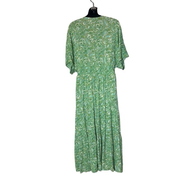 Zara women’s xl tiered maxi dress gauzy paisley boho beaded smock waist - Picture 8 of 9